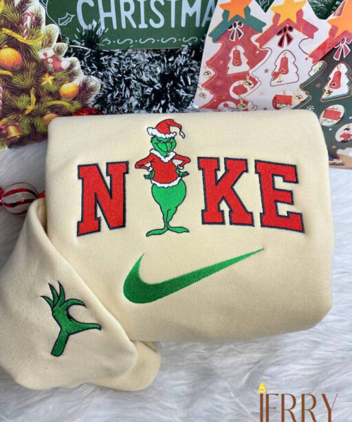 Cindy Lou Who And Grinch Christmas Nike Embroidered Sweatshirt