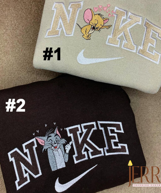Funny Tom And Jerry Nike Embroidered Sweatshirt