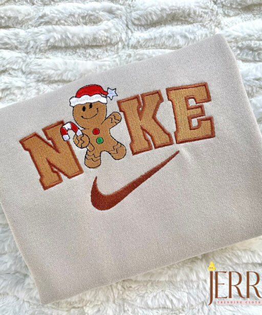 Gingerbread Christmas Nike Embroidered Sweatshirt