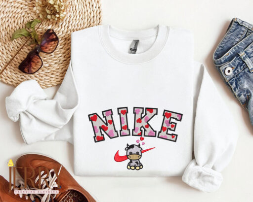 Heart Cow Nike Embroidered Sweatshirt