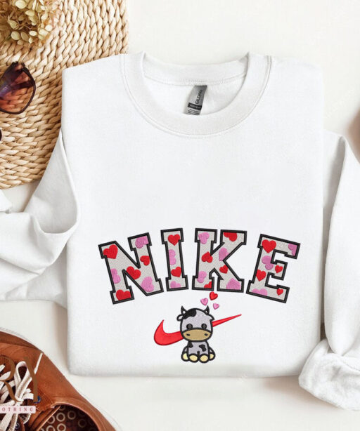 Heart Cow Nike Embroidered Sweatshirt