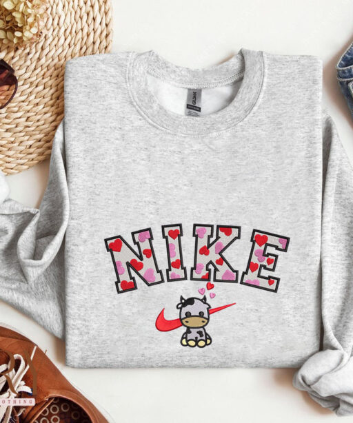 Heart Cow Nike Embroidered Sweatshirt