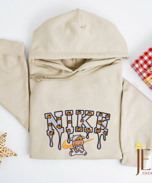 Pumpkin Cow Nike Embroidered Sweatshirt