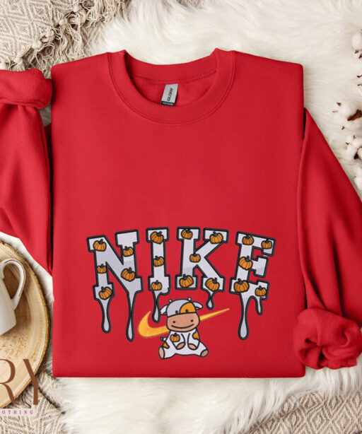 Pumpkin Cow Nike Embroidered Sweatshirt