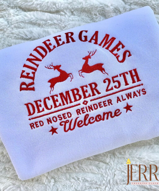 Reindeer Games Christmas Embroidered Sweatshirt