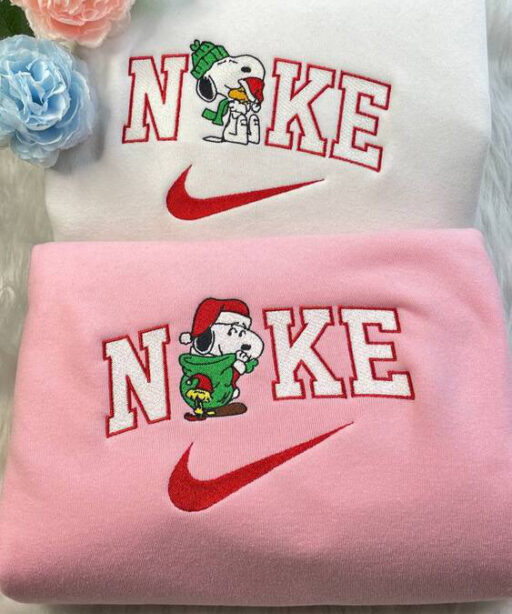 Snoopy Christmas Nike Embroidered Sweatshirt, Xmas Gift For Friend