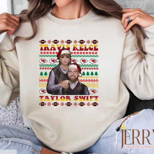 Taylor Swift And Travis Kelce Christmas Sweatshirt, Swiftmas Sweatshirt