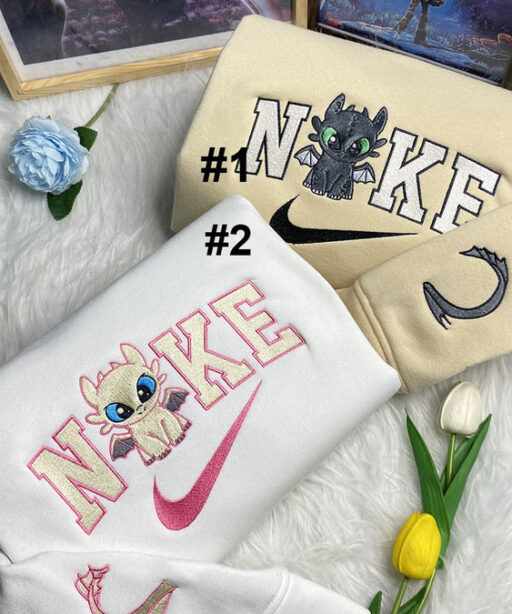 Toothless Night Fury And Light How To Train Your Dragon Disney Nike Embroidered Sweatshirts