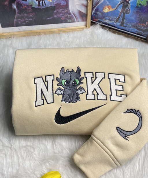 Toothless Night Fury And Light How To Train Your Dragon Disney Nike Embroidered Sweatshirts