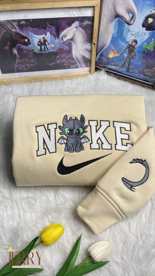 Toothless Night Fury And Light How To Train Your Dragon Disney Nike Embroidered Sweatshirts