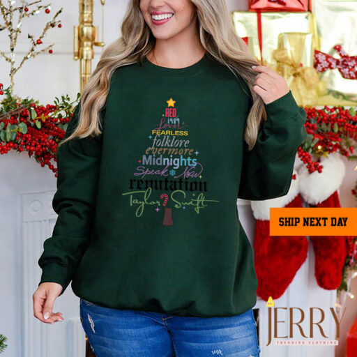 Vintage Christmas Taylors Version Album Christmas Tree Sweatshirt, Taylor Swift Album Sweatshirt