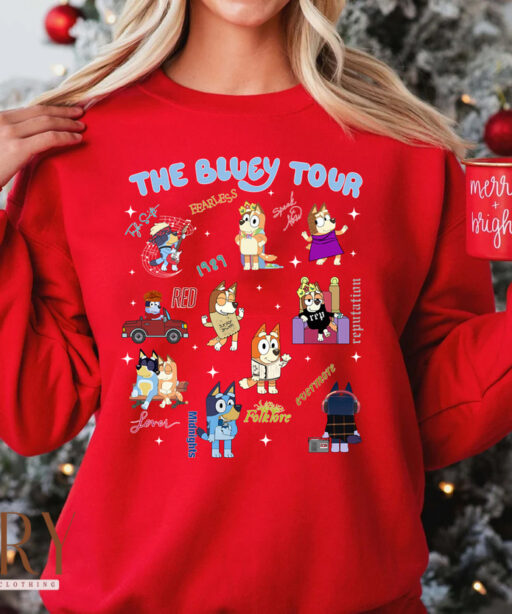 Vintage Taylor Swift Bluey Tour Eras Album Sweatshirt, Swiftmas Shirt