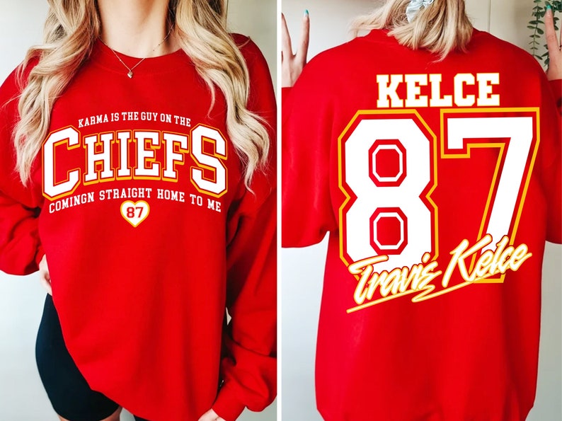 Taylor Swift Travis Kelce Karma is a Guy on the Chiefs Sweathirt