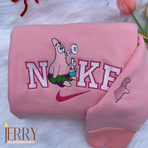 Cute Patrick Star And SpongeBob SquarePants Nike Embroidered Sweatshirt