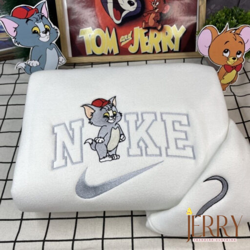 Cute Tom And Jerry Nike Embroidered Sweatshirt