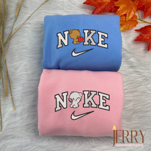 Milk And Mocha Nike Embroidered Sweatshirt, Valentines Day Gifts For Couples