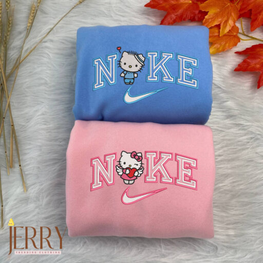 Hello Kitty And Dear Daniel Couple Nike Embroidered Sweatshirt, Matching Embroidered Hoodies