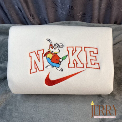 White Rabbit Alice in Wonderland Disney Nike Embroidered Sweatshirt