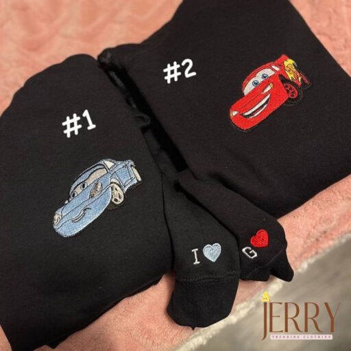 McQueen And Sally Disney Nike Embroidered Sweatshirt, Couples Embroidered Hoodies