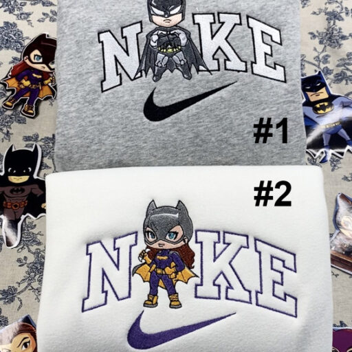Cheap Catwomen And Batman Nike Embroidered Sweatshirt, Valentines Day Gift For Couple
