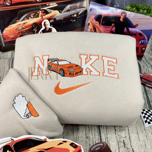 Dominic Toretto Brian Fast And Furious Nike Embroidered Sweatshirt, Toyota Supra Car Nike Embroidered Sweatshirt