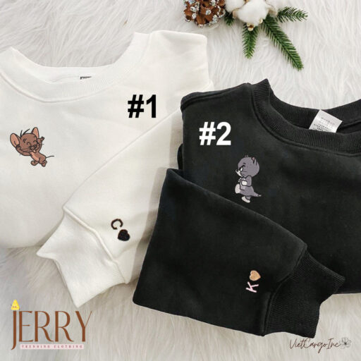 Funny Tom And Jerry Embroidered Sweatshirt, Matching Embroidered Hoodies