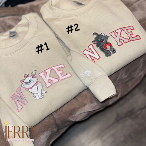 Marie And Berlioz Disney Nike Embroidered Sweatshirt, Valentines Day Gifts For Couples