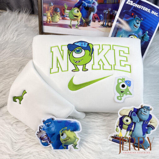 Mike Wazowski And James Sullivan Monsters Inc Disney Nike Embroidered Sweatshirt