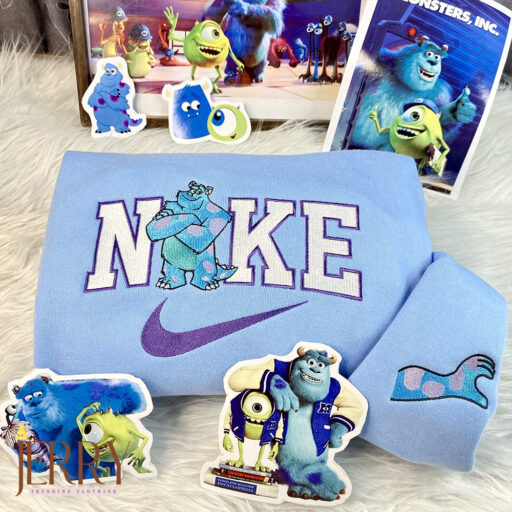 Mike Wazowski And James Sullivan Monsters Inc Disney Nike Embroidered Sweatshirt