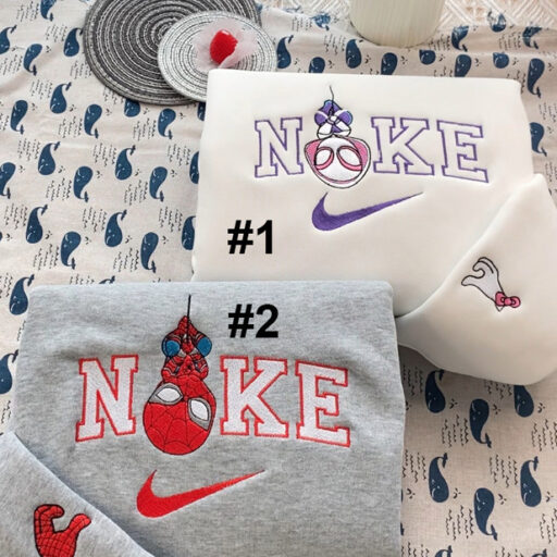 Spiderman And Gwen Stacy Disney Nike Embroidered Sweatshirt, Matching Hoodie Nike Embroidered
