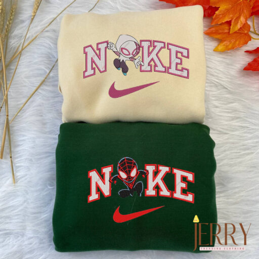 Spiderman And Gwen Stacy Disney Nike Embroidered Sweatshirt, Valentines Day Gift for Couple