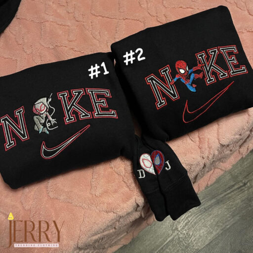 Spiderman And Gwen Stacy Disney Nike Embroidered Sweatshirt, Valentines Day Gifts For Couples