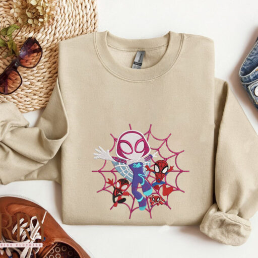 Spidermans And Gwen Stacy Disney Embroidered Sweatshirt