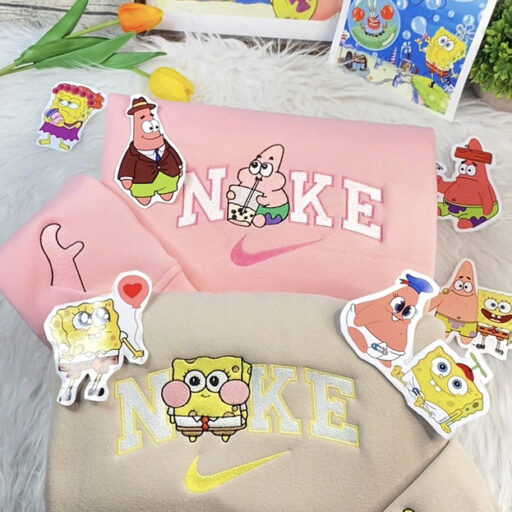 SpongeBob SquarePants And Patrick Star NIke Embroidered Sweatshirt, Gift For Best Friend