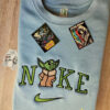 Baby Yoda Nike Embroidered Sweatshirt, Nike Crewneck Embroidered