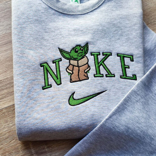 Baby Yoda Nike Embroidered Sweatshirt, Nike Crewneck Embroidered