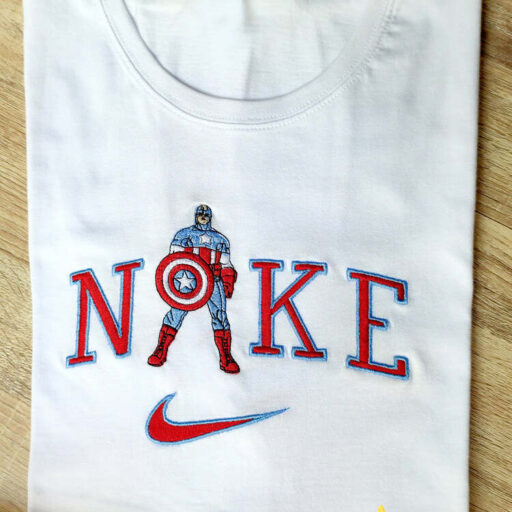 Captain America Nike Embroidered Sweatshirt, Nike Crewneck Embroidered