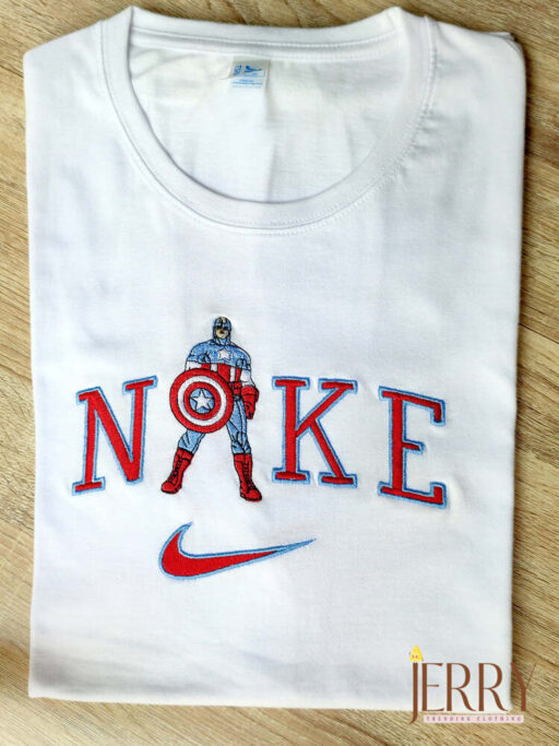 Captain America Nike Embroidered Sweatshirt, Nike Crewneck Embroidered