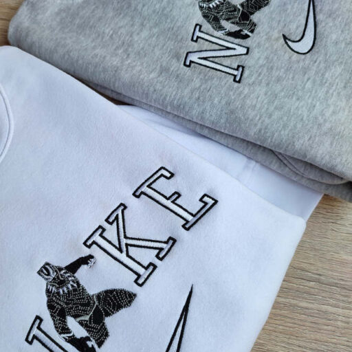 Comic Panther Nike Embroidered Sweatshirt, Nike Crewneck Embroidered