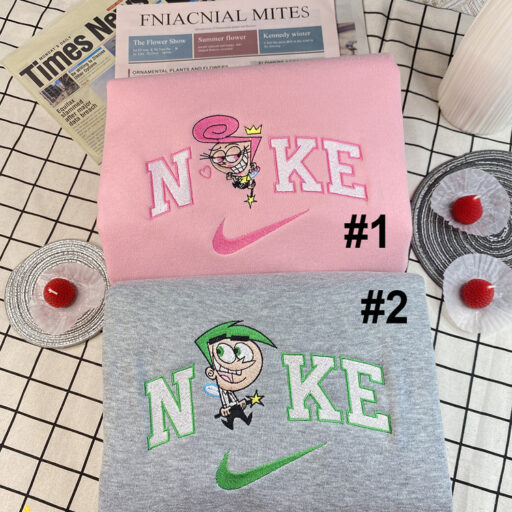Cosmo And Wanda The Fairly Odd Parents Nike Embroidered Sweatshirt, Matching Hoodie Embroidered