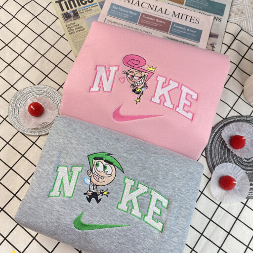 Cosmo And Wanda The Fairly Odd Parents Nike Embroidered Sweatshirt, Matching Hoodie Embroidered