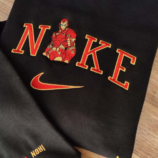 Iron Man Marvel Nike Embroidered Sweatshirt, Nike Crewneck Embroidered