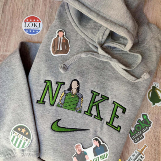 Loki Marvel Comic Character Nike Embroidered Sweatshirt