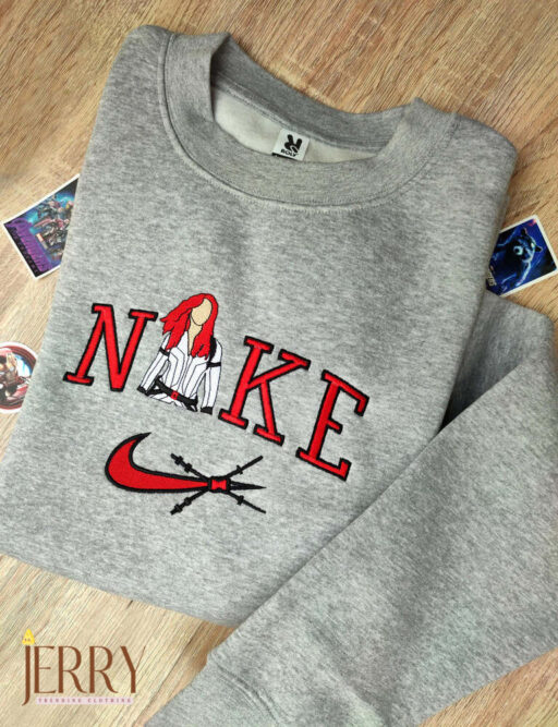 Marvel Avengers Black Widow Nike Embroidered Sweatshirt, Nike Crewneck Embroidered