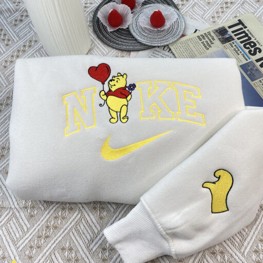 Piglet And Winnie The Pooh Disney Nike Embroidered Sweatshirt, Valentines Day Gift For Couple