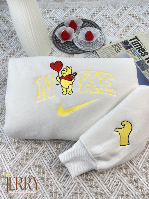 Piglet And Winnie The Pooh Disney Nike Embroidered Sweatshirt, Valentines Day Gift For Couple