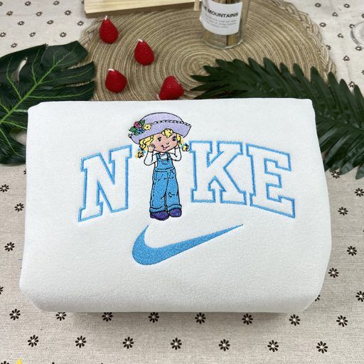 Rainbow Sherbet And Angel Cake Strawberry Shortcake Nike Embroidered Sweatshirt, Nike Crewneck Embroidered