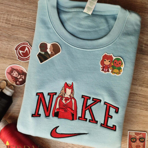 Wanda Maximoff Marvel Nike Embroidered Sweatshirt, Nike Crewneck Embroidered