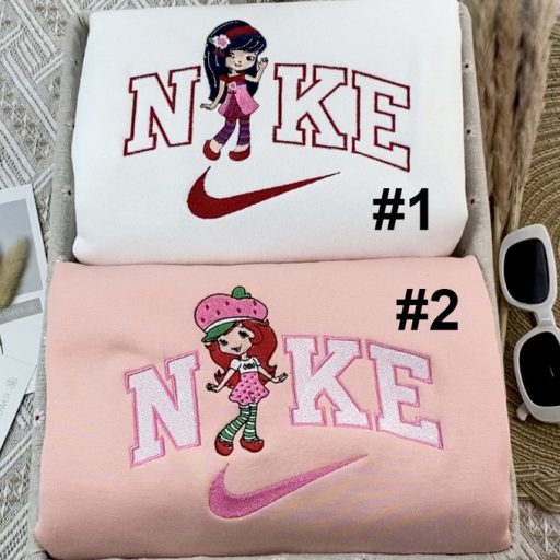 Cherry Jam And Strawberry Shortcake Nike Embroidered Sweatshirt, Best Gift For Bestfriend