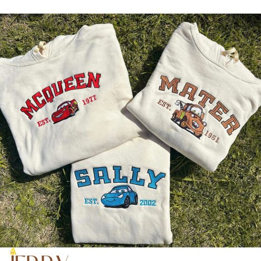 Cute Mcqueen Mater And Sally Disney Embroidered Sweatshirt, Matching Embroidered Hoodie